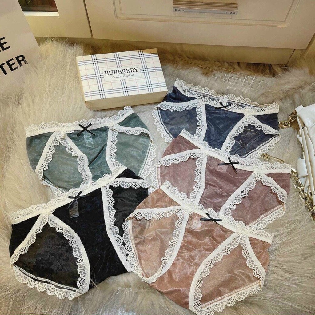 Quần lót nữ ren lụa vân gấm tiểu thư KIMCHIBIKINI đồ chip thun lạnh sexy quyến rũ thoáng mát gợi cảm QL163