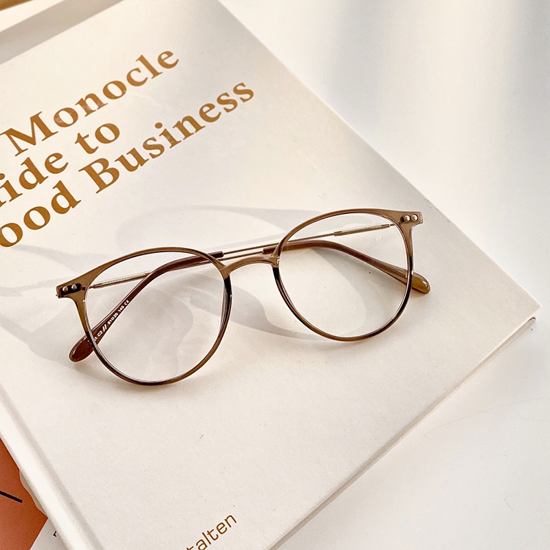 Mắt Kính Gọng Kim Loại Chống Bức Xạ Phong Cách Retro Hàn Quốc Cho Nam Nữ