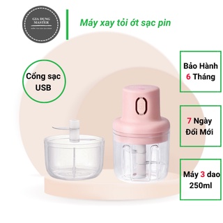 Máy xay mini cầm tay đa năng sạc pin cao cấp, máy xay tỏi ớt, hành, rau củ quả dung tích 250ml