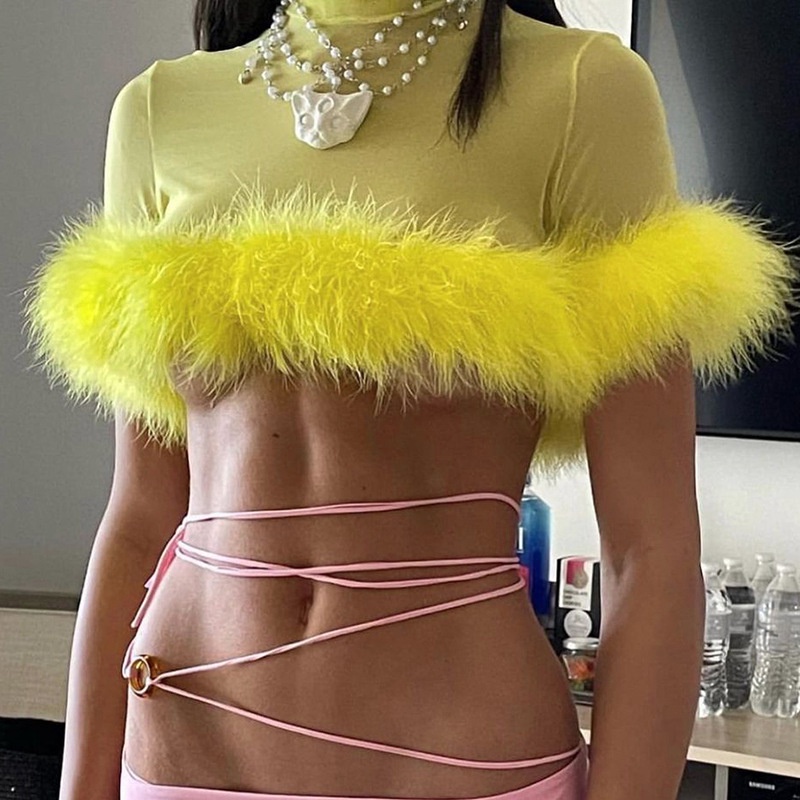 Áo Lưới Crop Top Cổ Tròn Màu Trơn Phong Cách Âu Mỹ Thời Trang Mùa Thu Hàng Mới Dành Cho Bạn Nữ