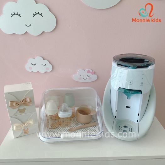 Khay úp bình sữa trong suốt cho bé 30x26x22cm, giá úp bình sữa có nắp đậy an toàn - Monnie Center