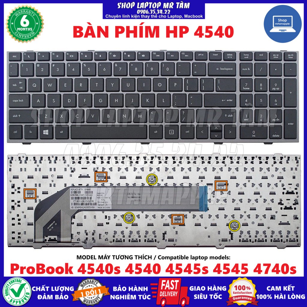 (KEYBOARD) BÀN PHÍM LAPTOP HP 4540 (CÓ KHUNG) dùng cho ProBook 4540s 4540 4545s 4545 4740s