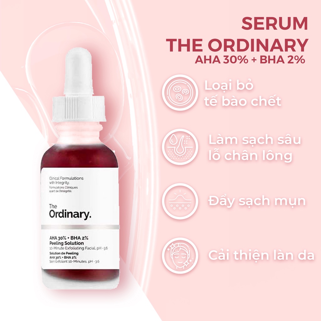 (CHÍNH HÃNG) Tinh chất Serum The Ordinary AHA 30% + BHA 2 peeling solution, Tẩy Da Chết The Ordinary