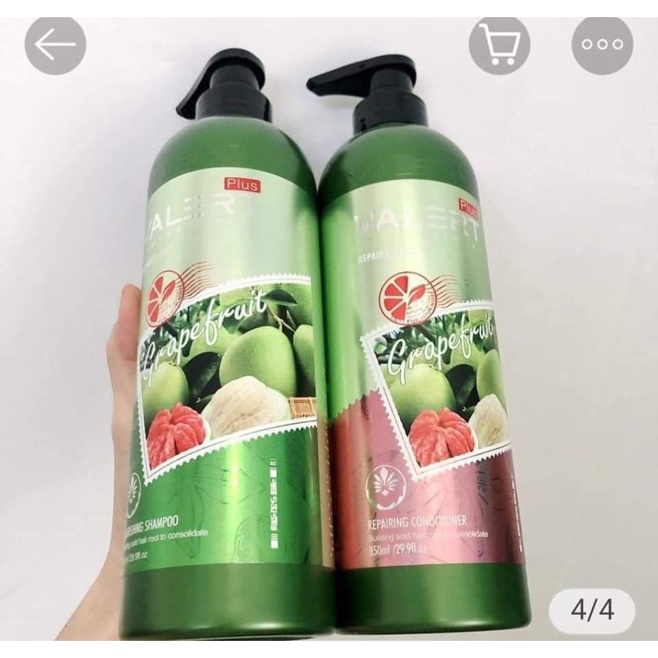 [Chính hãng] Bộ dầu gội xả bưởi Valert Grapefruit siêu mêm mượt phục hồi ngăn rụng kích thích mọc tóc 850mlx2