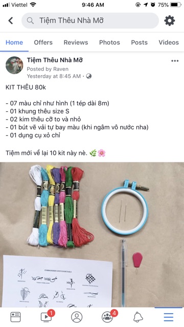 Bộ kit thêu 5 món dụng cụ cơ bản cho người mới