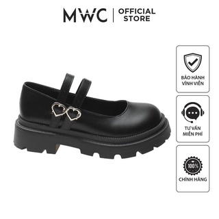 Giày Oxford MWC 9613 - Giày Mary Jane da trơn đế dày cao gót phong cách vintage lolita