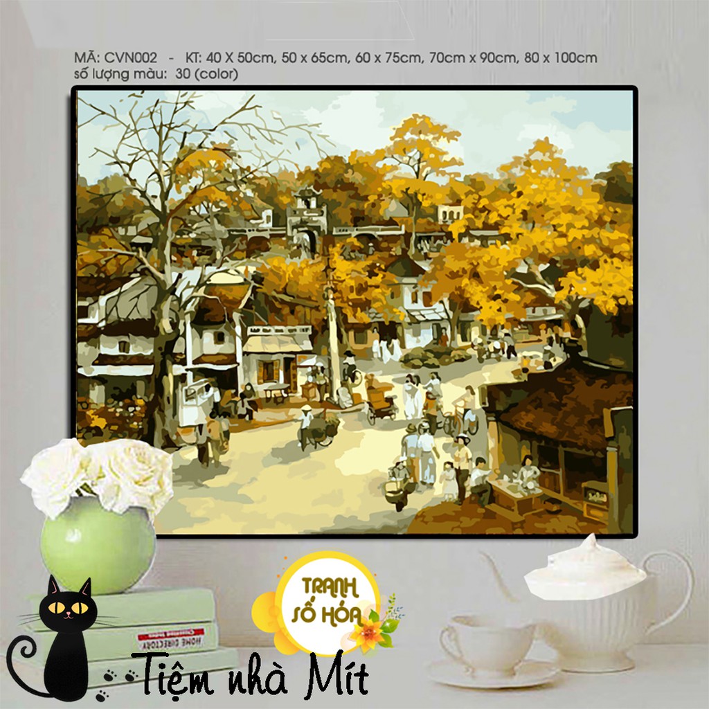Tranh Sơn Dầu Số Hóa Tự Tô Màu Tiệm Nhà Mít Chủ Đề Phong Cảnh Việt Nam Các Mẫu Đẹp Nhất, Căng Khung Sẵn Kèm Sơn Bóng | BigBuy360 - bigbuy360.vn