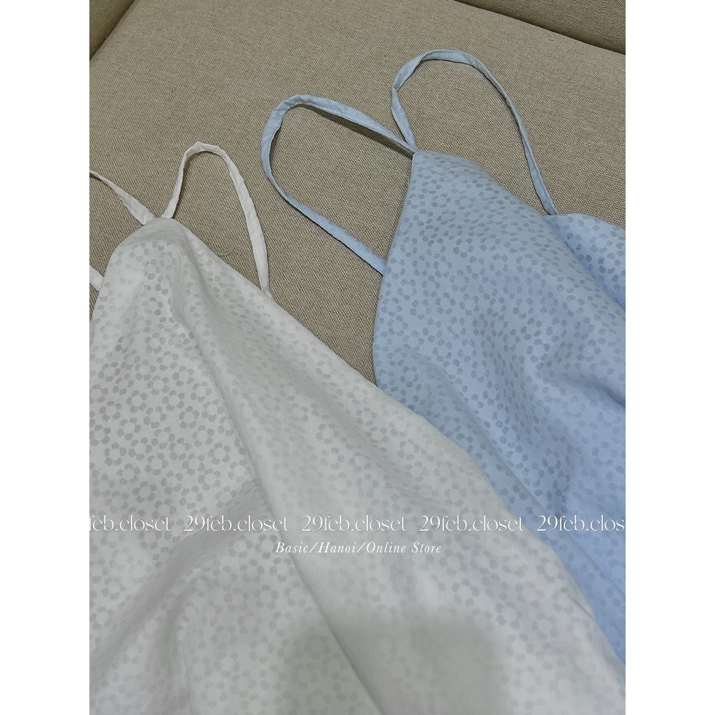 [Ảnh thật/Video] Váy yếm hoa chìm 2 lớp chất thô mềm mát - 29feb.closet - V11