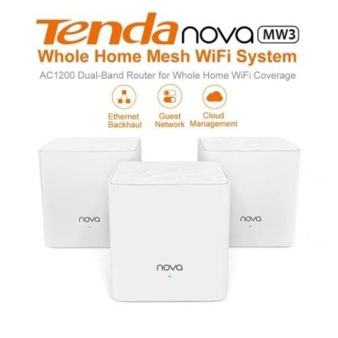 Tenda AC 1200Mbps Bộ 3 Cái Wifi Mesh- Nova MW3 - Ghép Nối Không Dây Cho Vùng Phổ Sóng Rộng Hơn 300m2