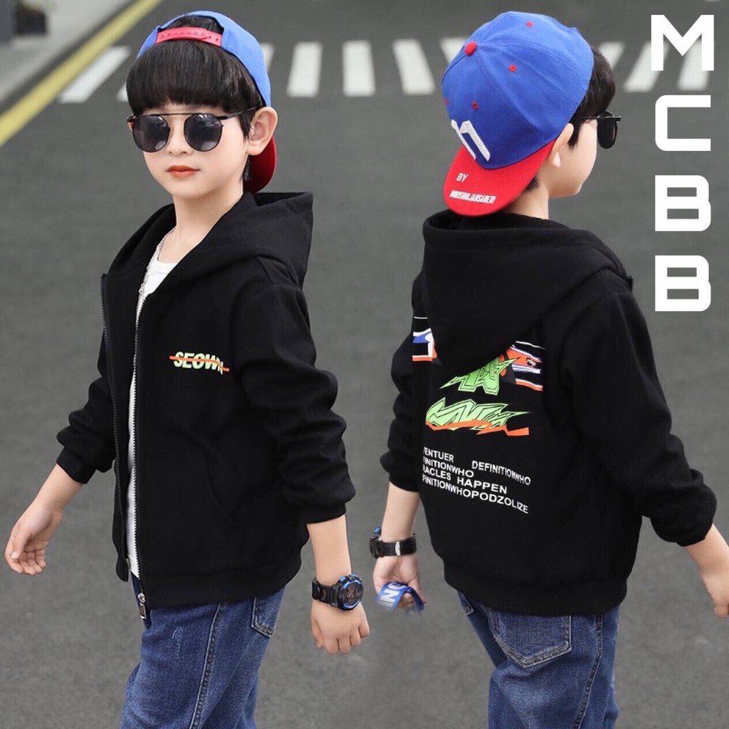MCBB - 23-47 Kg Vải Cotton Dày Áo Khoác Bé Trai Và Ba Áo Khoác Có Mũ Trùm Đầu Áo Gió Tay Dài Cho Trẻ Em Nam 1-16 Tuổi Bộ