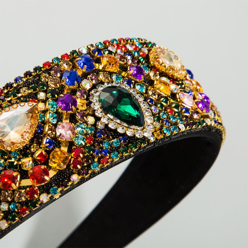 Flgo Băng Đô Đính Đá Hình Giọt Nước Dạng Gợn Sóng Bằng Kim Loại Nhiều Màu Sắc Phong Cách Baroque