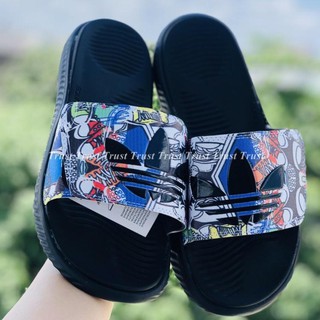 Dép Alphabounce ♥️FREESHIP + TẶNG VỚ ♥️ quai ngang nam 3 lá đen chất xịn 1-1