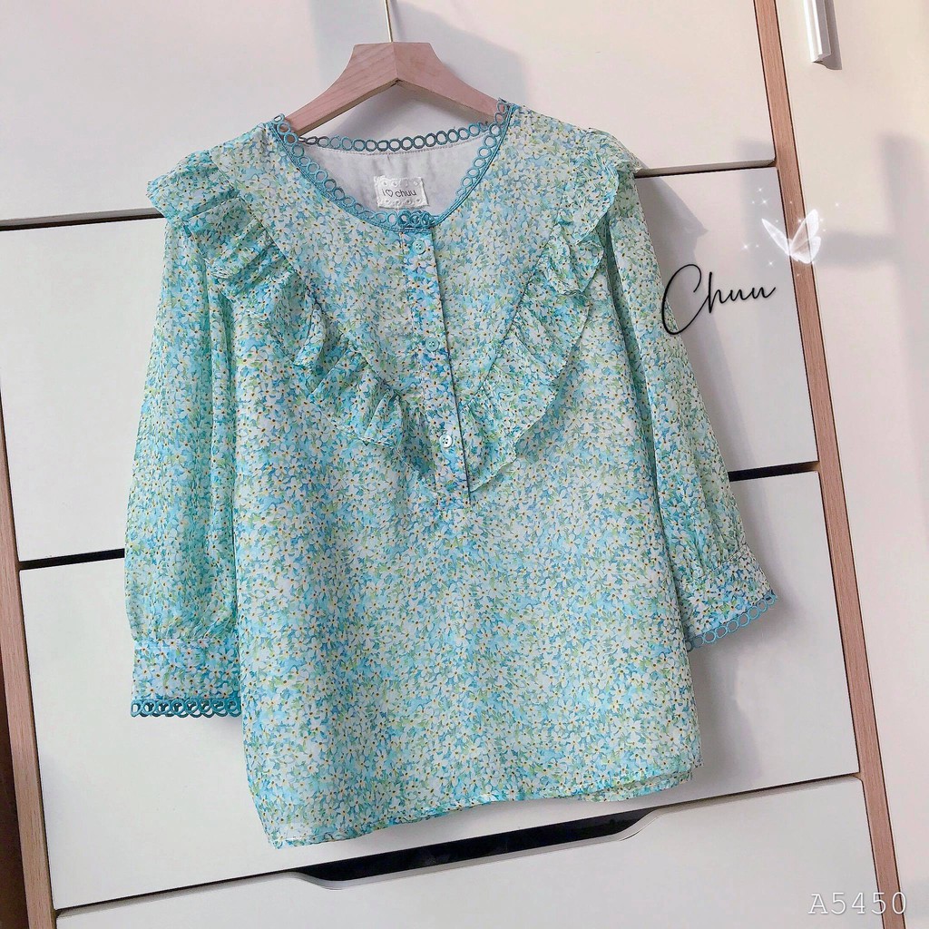 [ Mã WASTRUN4 giảm 10% tối đa 30K đơn 99K] Áo Sơ Mi Trắng Ngực Bèo V Cổ Viền Tròn CHUU A5450 | BigBuy360 - bigbuy360.vn