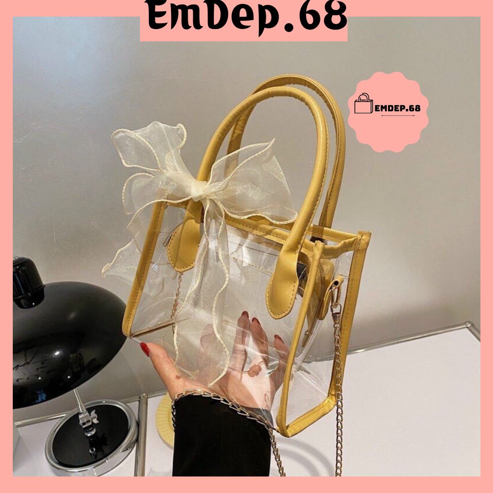 Túi xách trong suốt đeo chéo đeo vai nữ đẹp, chất liệu nhựa mềm dẻo ED331
