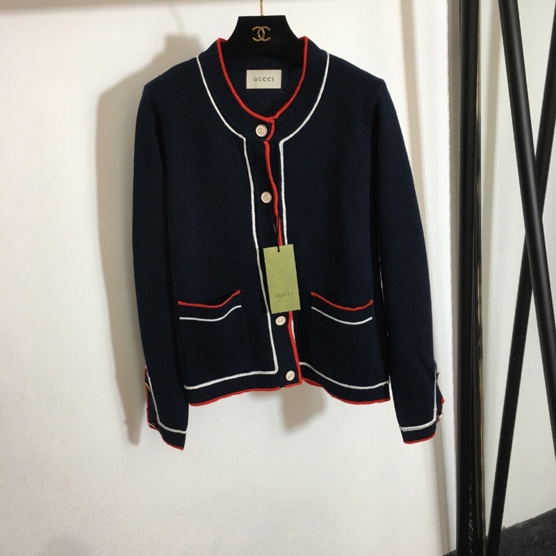 Mua áo nữ len đan dài tay tối màu khoá khắc chữ G đôi logo gucci GC gg ...