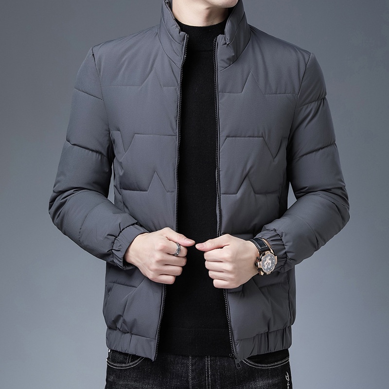 Áo khoác nam cao cấp form hàn quốc cao cấp màu đen , Áo phao nam không mũ dày dặn 2021