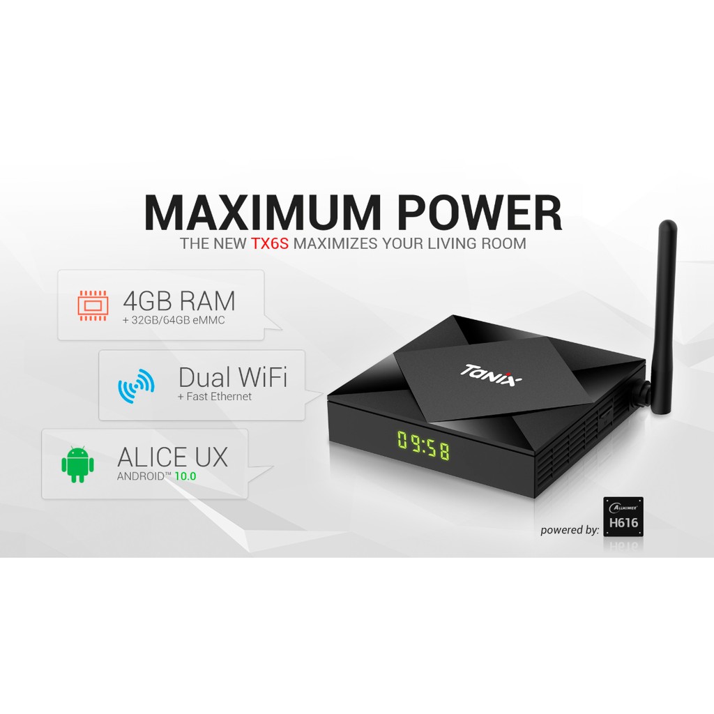  Android TV Box Tanix TX6s, Ram 4GB, Bộ nhớ 32GB, Android TV 10.0, Wifi AC, Bluetooth 5.0