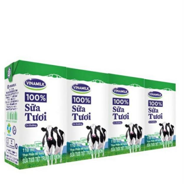 Lốc 4 hộp Sữa Tươi Tiệt Trùng Vinamilk 100% 110ml ( loại bé )