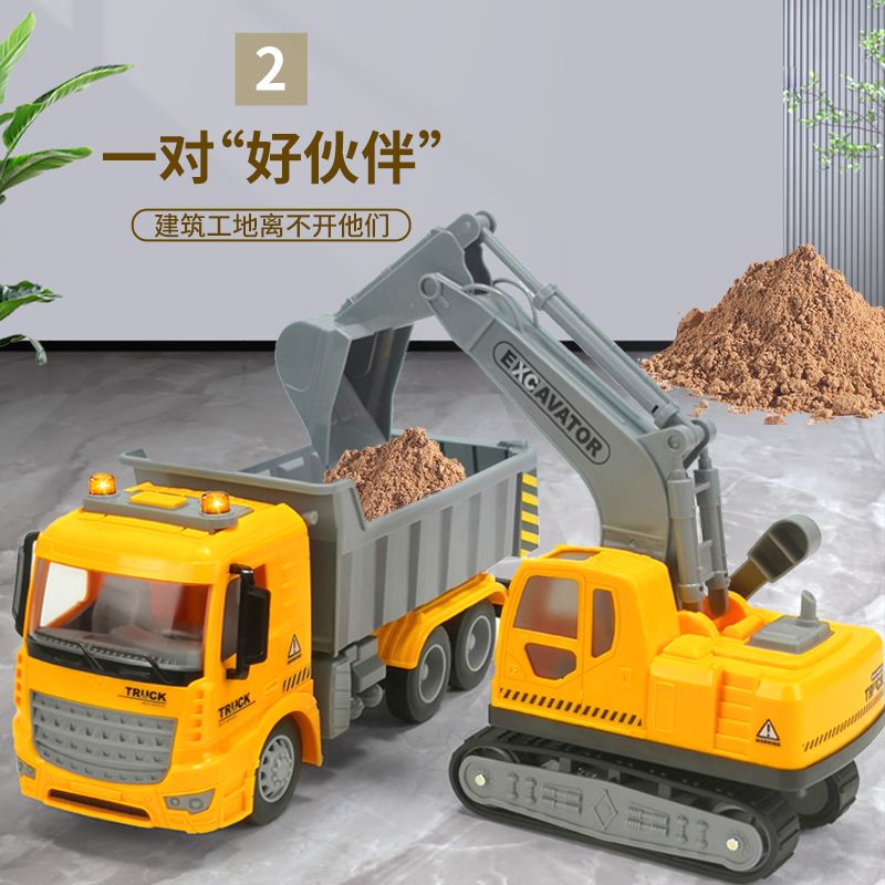 Bộ 2 xe tải công trình mô hình cho bé trai