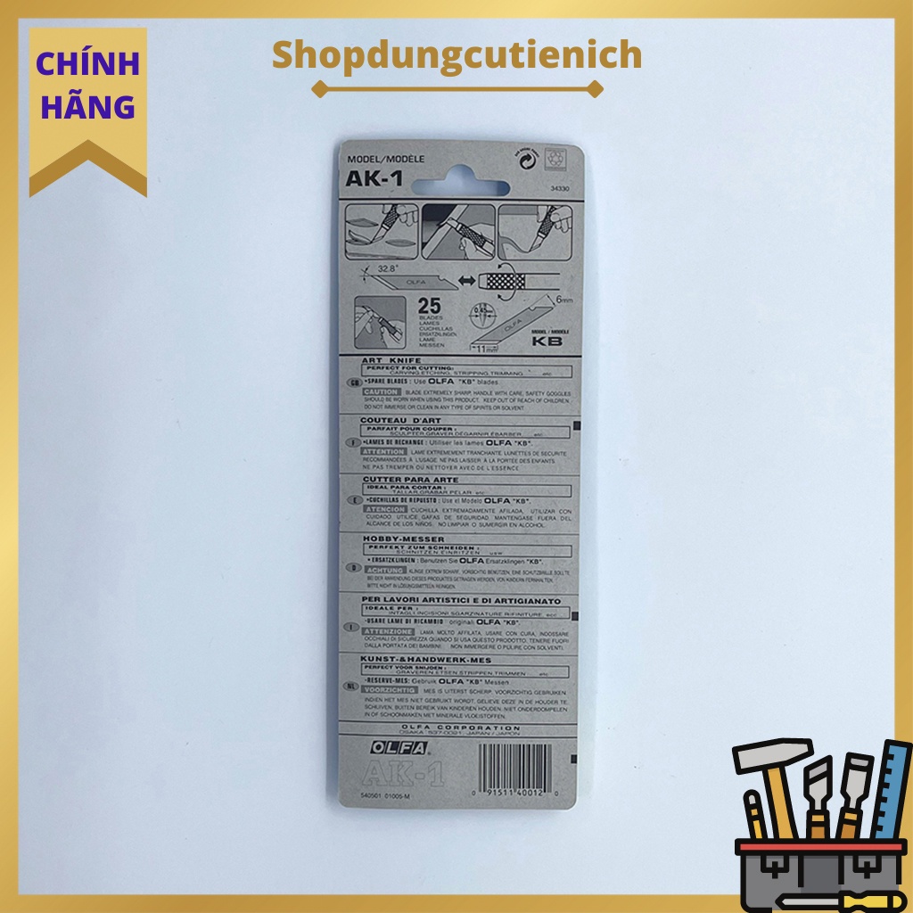 Dao Trổ Kỹ Thuật Cắt, Khắc OLFA AK-1 Và 25 Lưỡi Đi Kèm