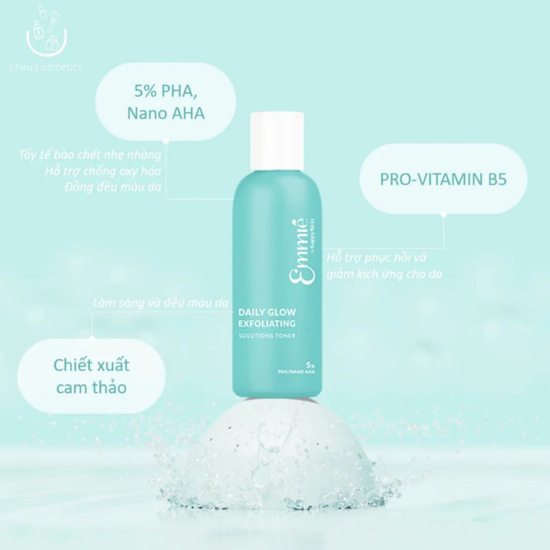 Combo nước thần và toner PHA-Nano AHA-BHA 5% / 10% tẩy tế bào chết làm sáng và căng mọng da Emmie Emmié by Happy Skin