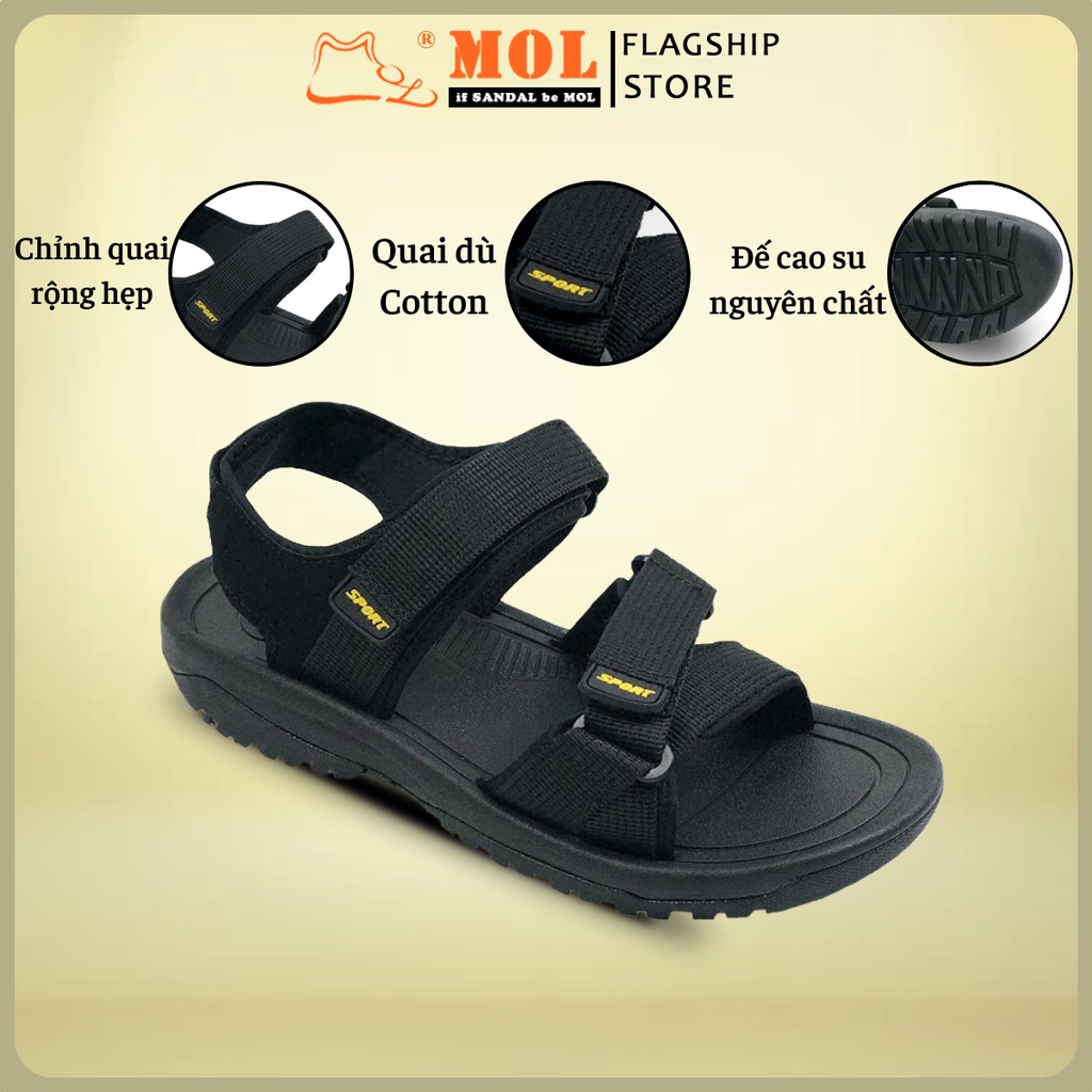 Giày sandal nam hiệu Rova siêu bền quai ngang đế cao su quai dù đi làm đi học mã RV873