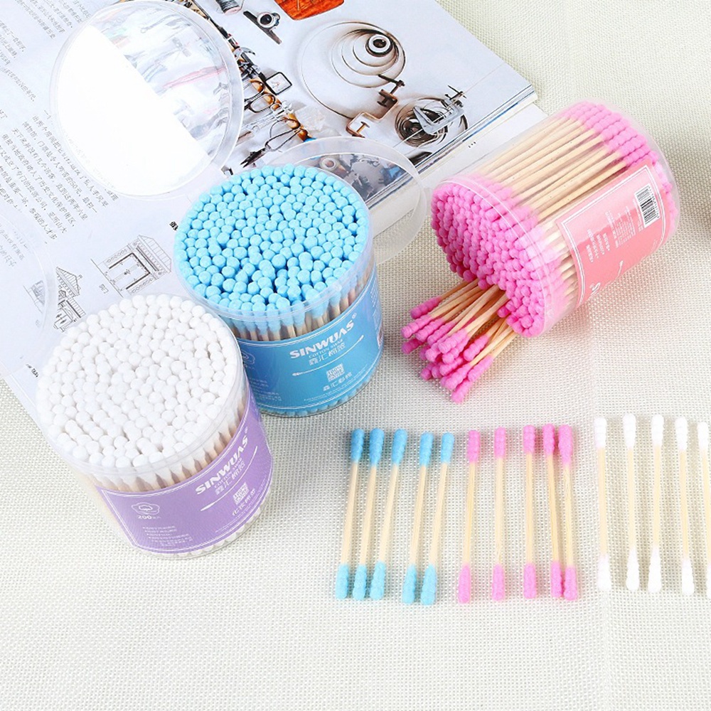 (Hàng Mới Về) Set 100 / 200 Tăm Bông Cotton Tre Dùng Một Lần Chăm Sóc Sức Khỏe