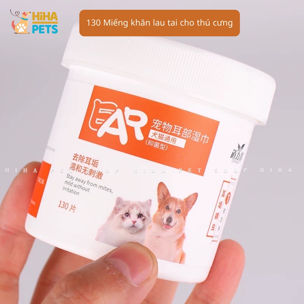 Khăn Ướt Lau Tai Cho Chó Mèo Chiết Xuất Từ Cây Lô Hội Hộp 130 Miếng.