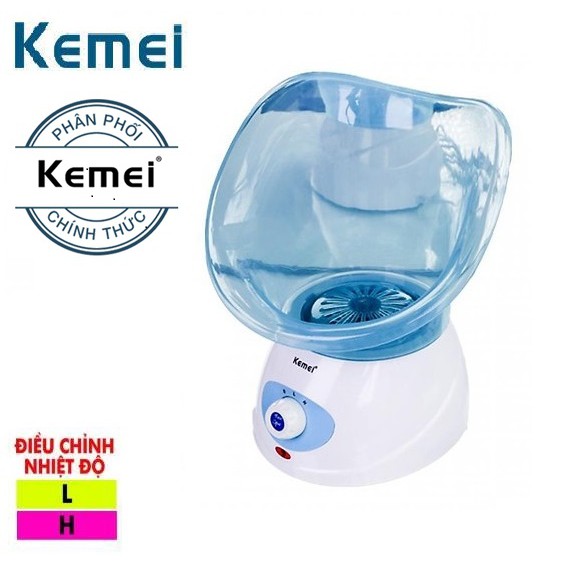 Máy Xông Hơi Mặt 2 Mức Điều Chỉnh Độ Nóng KEMEI 6080 Xanh - Hàng nhập khẩu