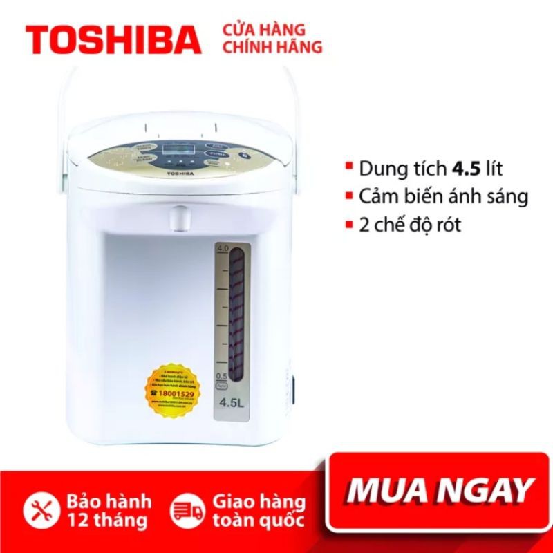 Bình thủy điện Toshiba PLK-45SF(WT)VN 4.5 lít - Made in Thailand