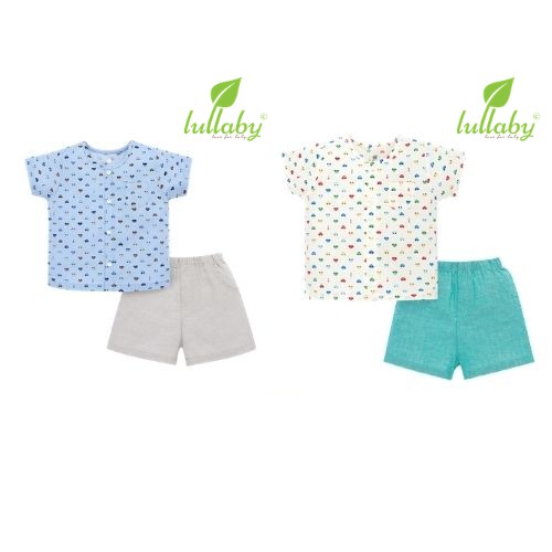 Bộ quần áo trẻ em cộc tay cài giữa cho bé trai mới nhất của lullaby nhật hoa sale giảm giá 30% [ NHT05B ]