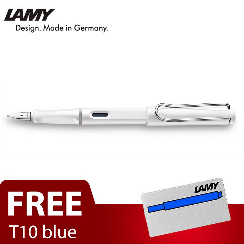 Bút máy cao cấp LAMY safari White (019)- tặng kèm hộp mực T10 xanh dương- Hãng phân phối chính thức