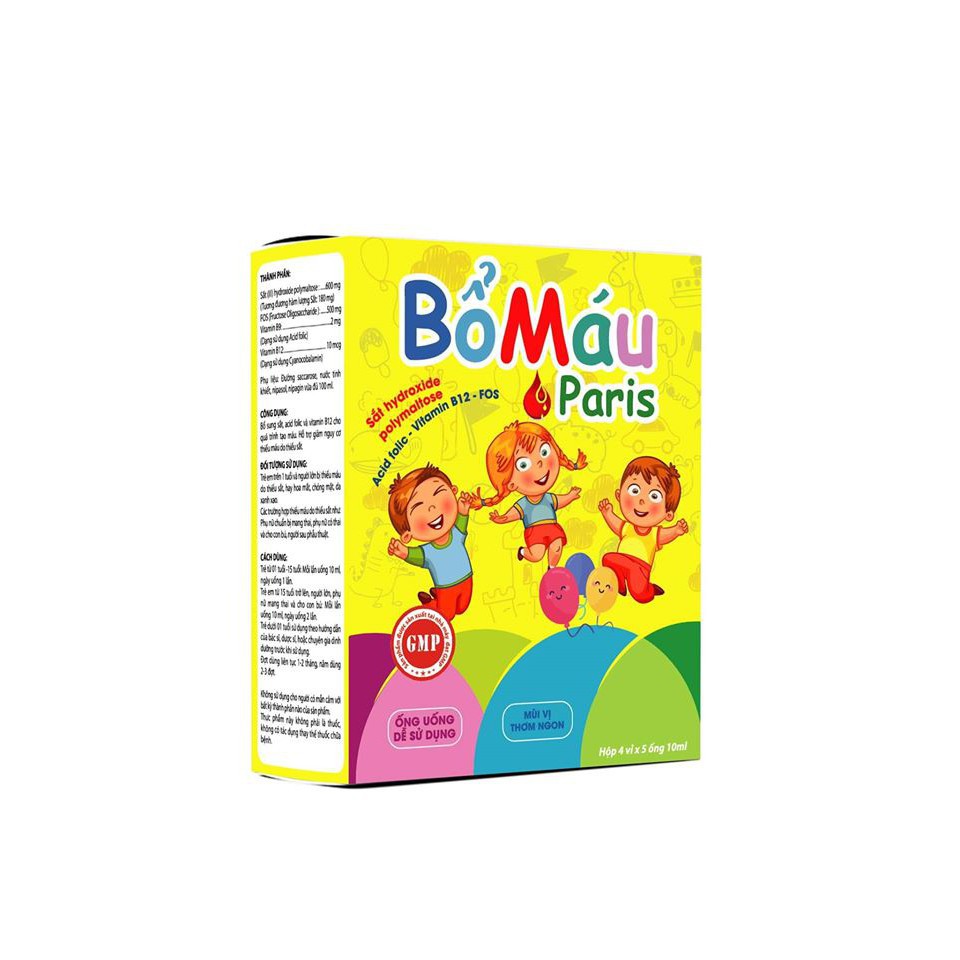 Bổ Máu Paris - Bổ Sung Sắt, Acid Folic, B12, Giảm Nguy Cơ Thiếu Máu