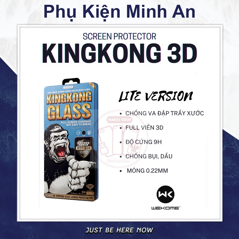 Kính Cường Lực Full Màn Mẫu Mới Nhất WK 3D KINGKONG WK iP 7 8 X XR XS 11 12 13 14 Pro Max - Minh An Saigon
