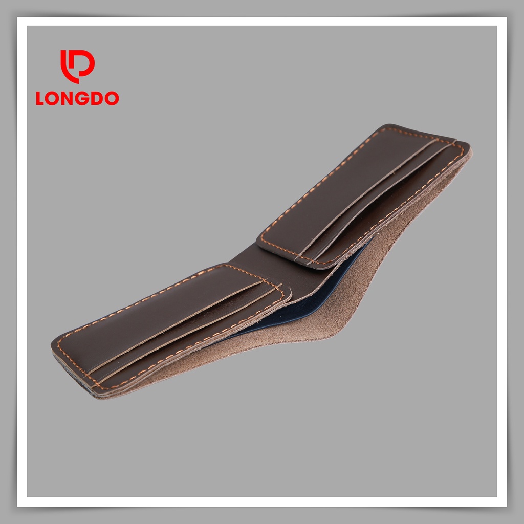Ví da nam mini da bò thật - Bảo hành 5 năm - Hàng chính hãng thương hiệu Longdo Leather - B03