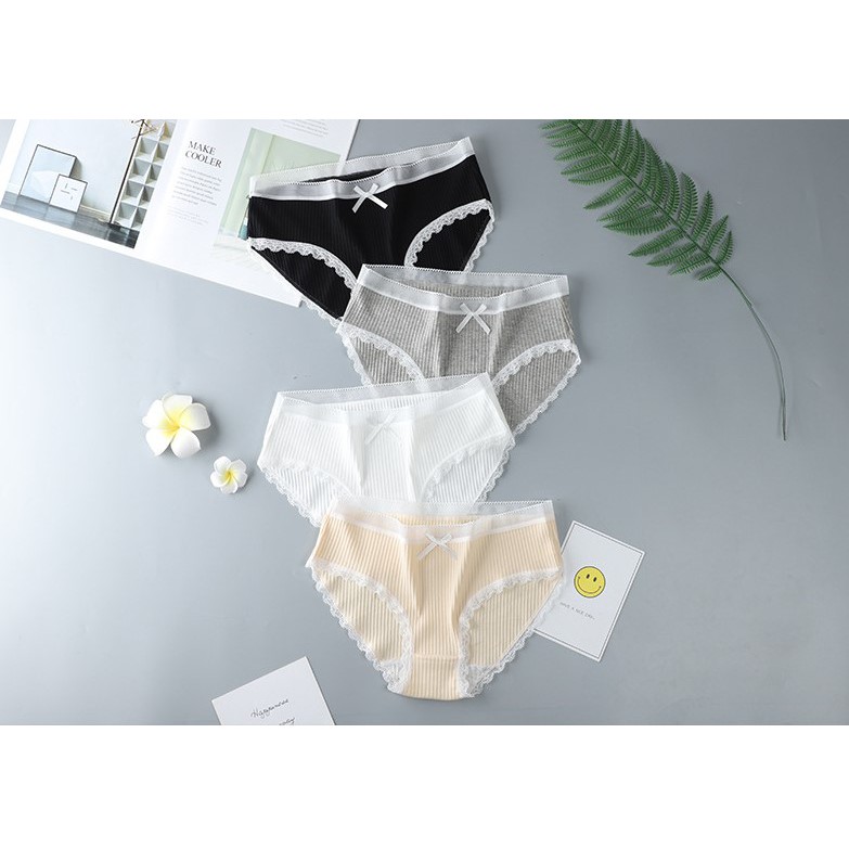 Quần lót cotton gân tăm kháng khuẩn phối nơ (Luôn che tên sản phẩm) | BigBuy360 - bigbuy360.vn