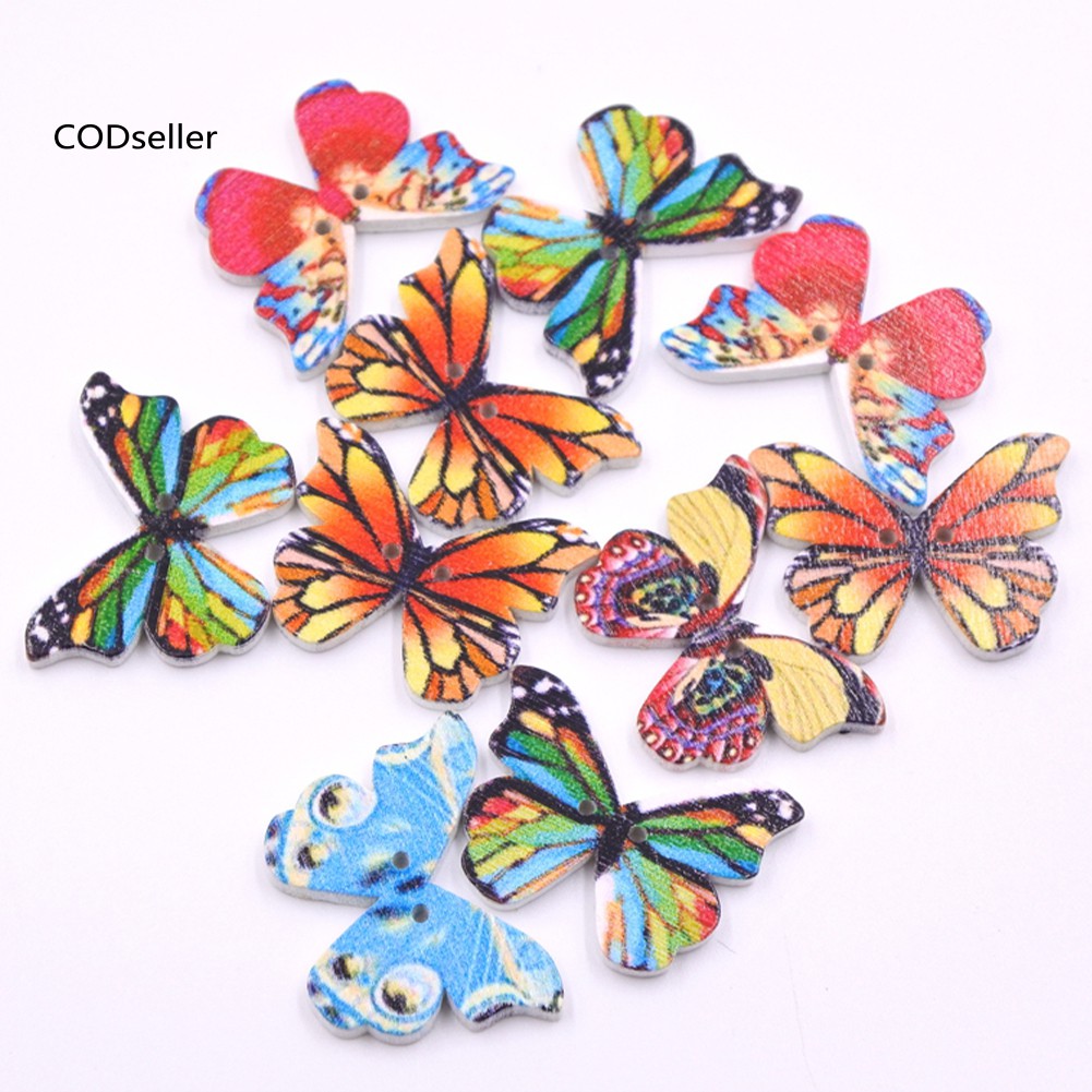 Bộ 50 Nút Gỗ Hình Bướm 2 Lỗ