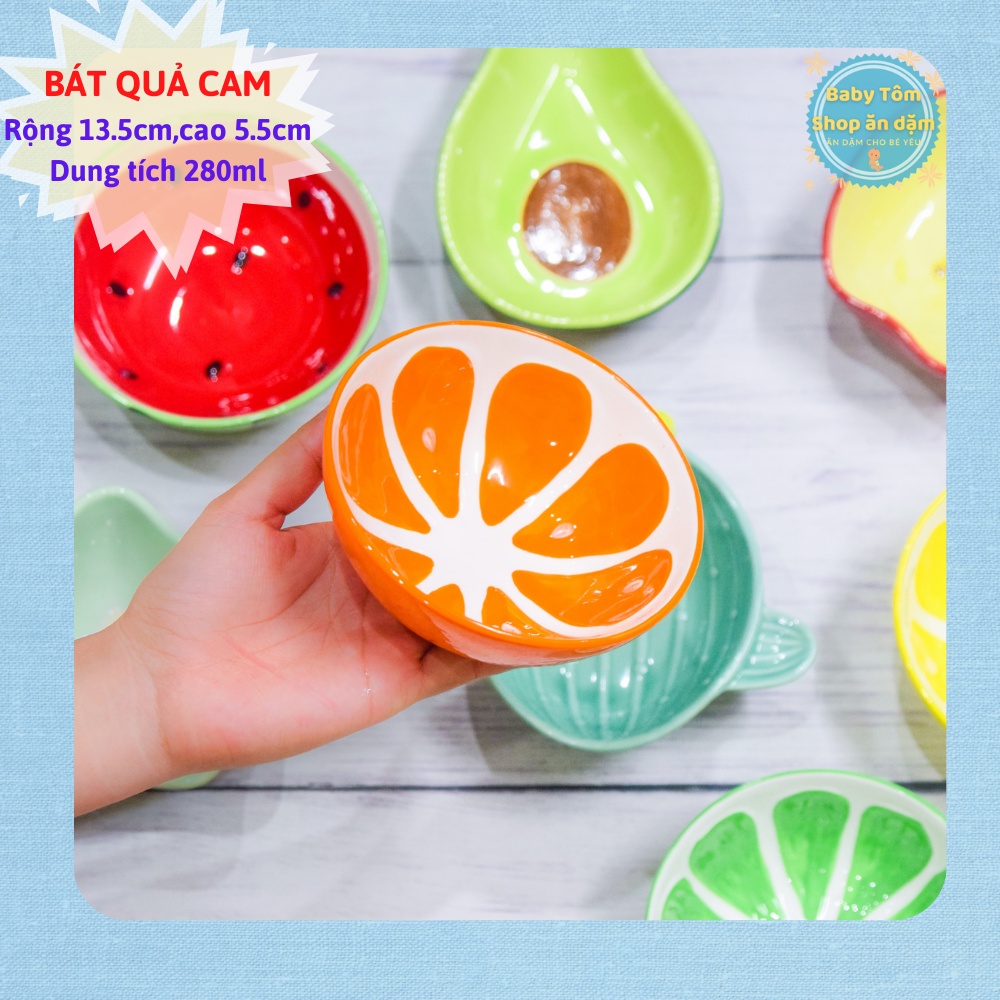Bát ăn dặm gốm sứ hình CỦ QUẢ ngộ nghĩnh cho bé(BÁT TO) NPP Baby Tôm