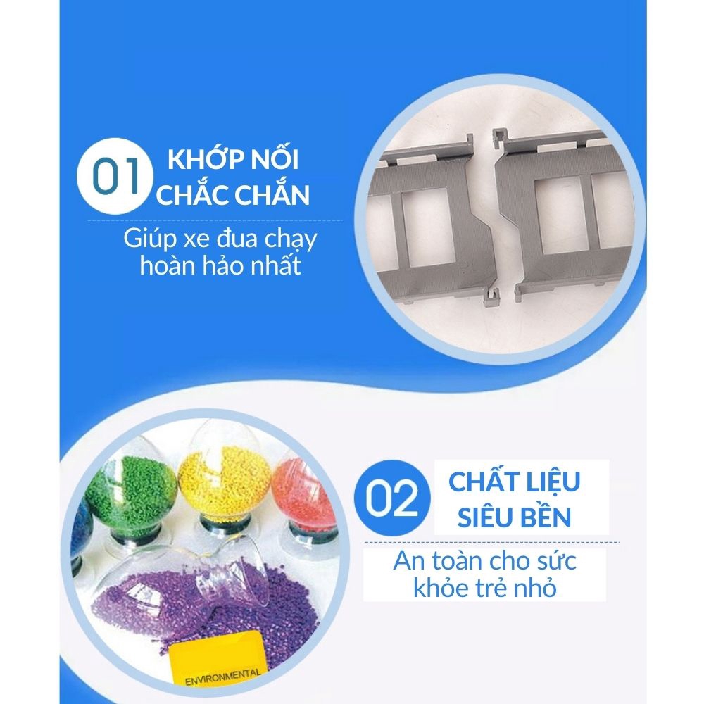 Đồ chơi xếp hình khối lắp ráp đường ray xe đua 88 chi tiết cho trẻ em bé mã 53513