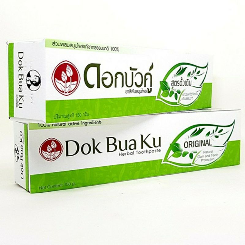 Kem Đánh Răng Twin Lotus Dok Bua Ku Original Thái Lan Thảo Dược 150gr