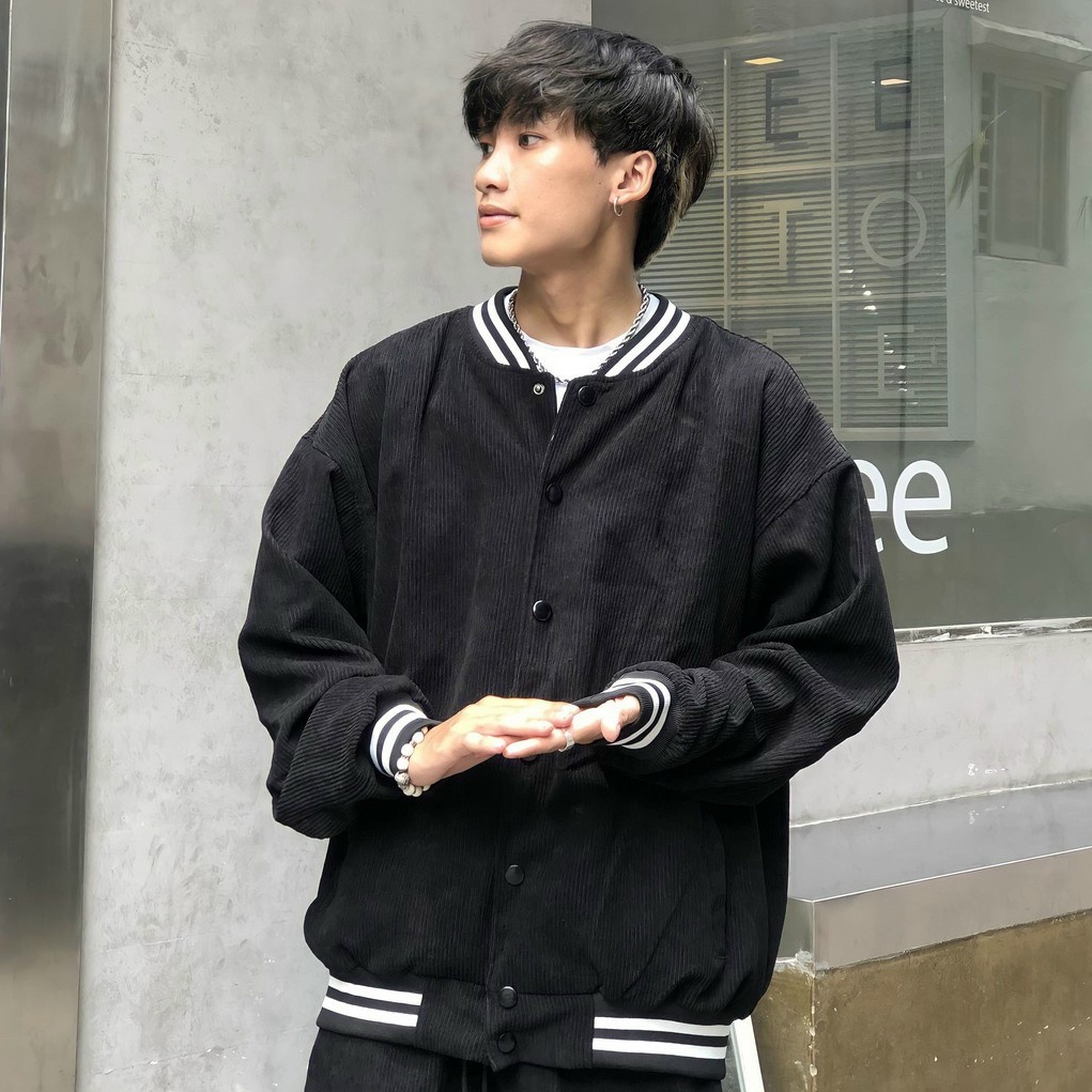 Áo Varsity Jacket áo bomber chất nhung tăm 2 lớp nam nữ khoác ngoài dày dặn cao cấp form rộng unisex - AQ STORE