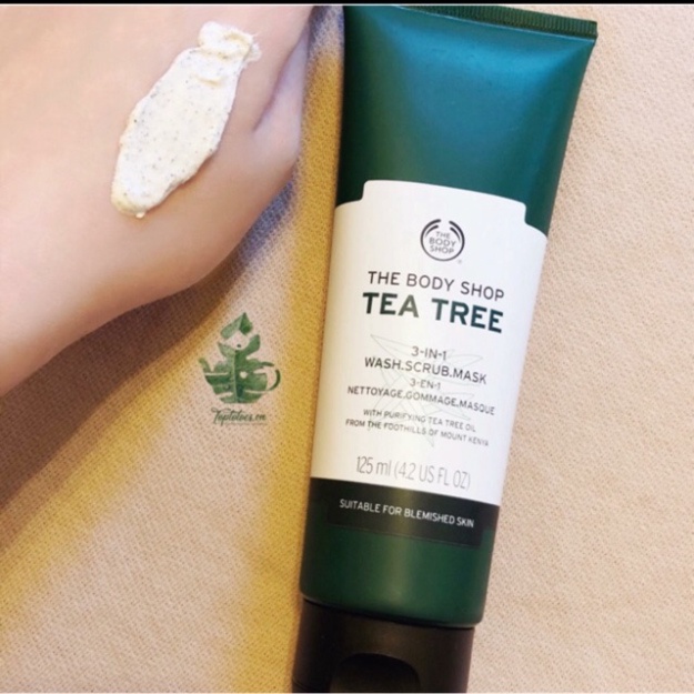 SỐC THẬT SỰ Sữa rửa mặt kiêm mặt nạ và tẩy tế bào chết The Body Shop Tea Tree 3 In 1 Wash Scrub Mask làm sạch sâu, detox