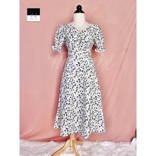 Đầm hoa nhí midi xẻ tà