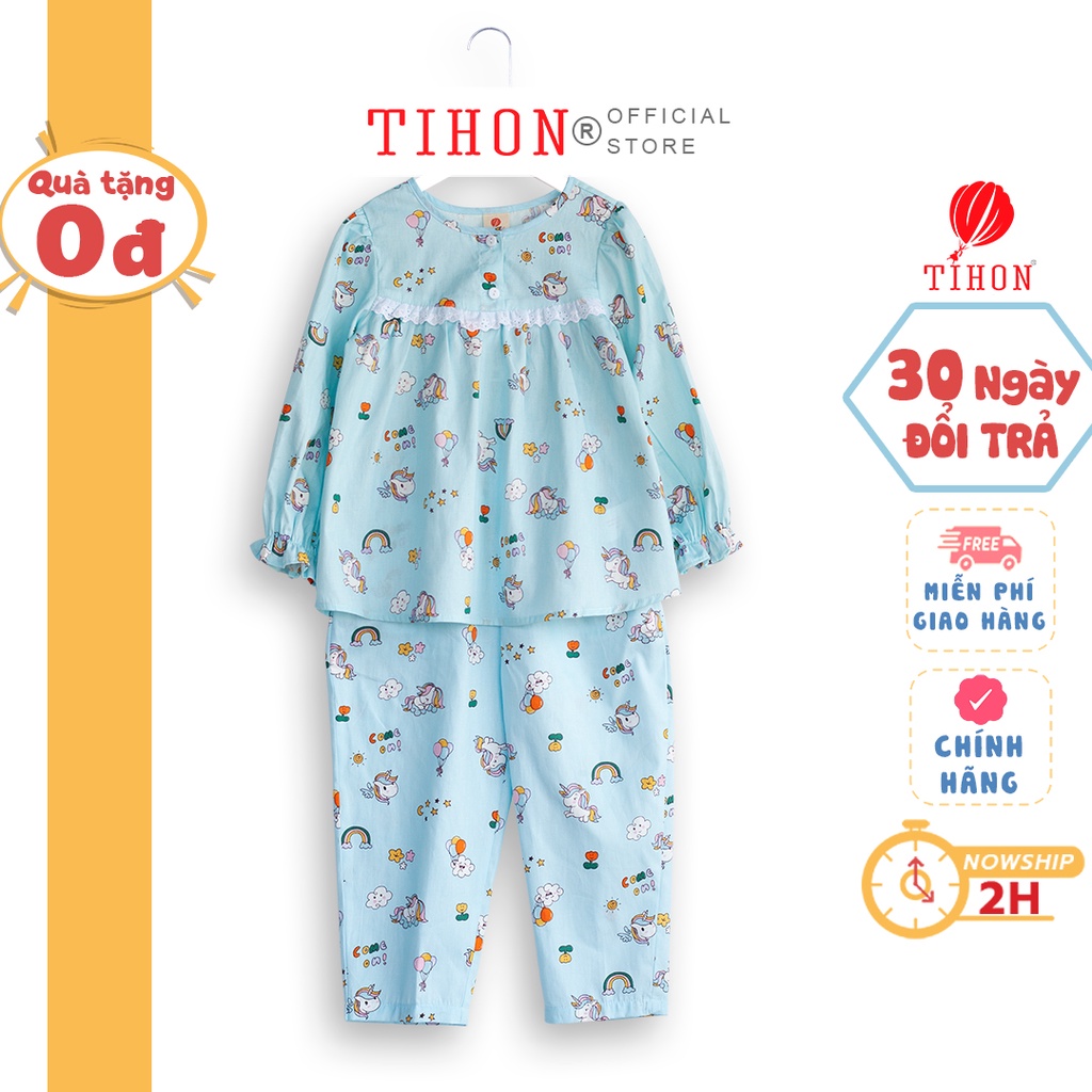 Bộ pijama trẻ em TIHON cổ tròn ấm áp cho mùa thu đông SET0750270