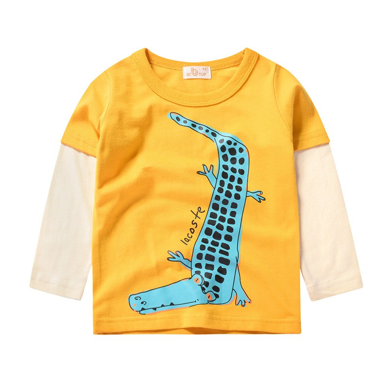 Áo khủng long bé trai BETOP áo thun dài tay cho bé chất cotton hàng xuất khẩu