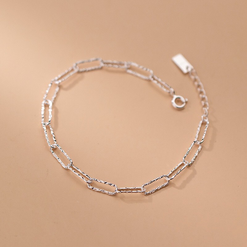 Lắc Tay Bạc Nữ MIRASON Dây Xích Vuông To, Trơn, Unisex, Basic Cá Tính MLT070 - Vòng Tay Nam Nữ Bạc 925 Cao Cấp