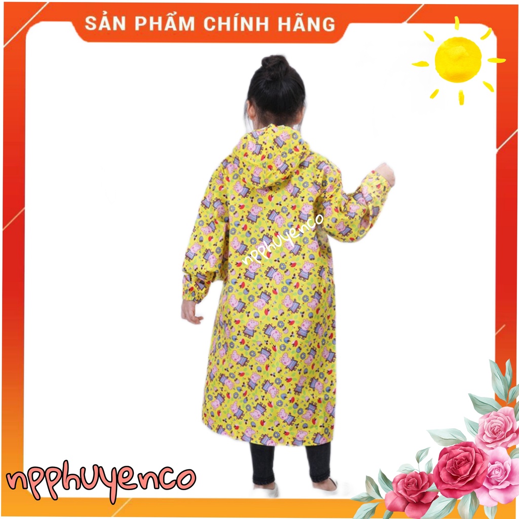 Áo đi mưa  bit sườn  vải dù họa tiết ngộ nghĩnh dành cho bé từ 7 tuổi đến 10 tuổi (27kg -33kg). chọn họa tiết