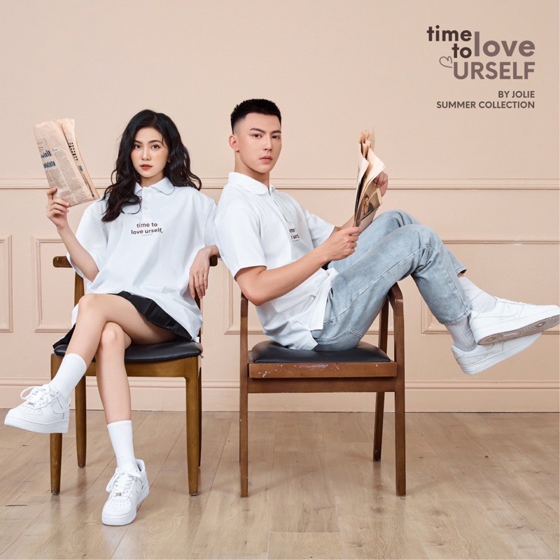 Áo polo unisex "Time to love" Byjolie chất cotton thoáng mát mềm mịn