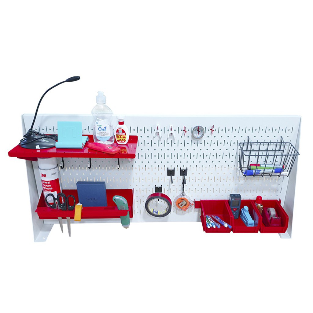 Combo Vách Chia Bàn Làm Việc Kiêm Bảng Treo Dụng Cụ Văn Phòng SMLIFE Pegboard Desk PD45100.VP