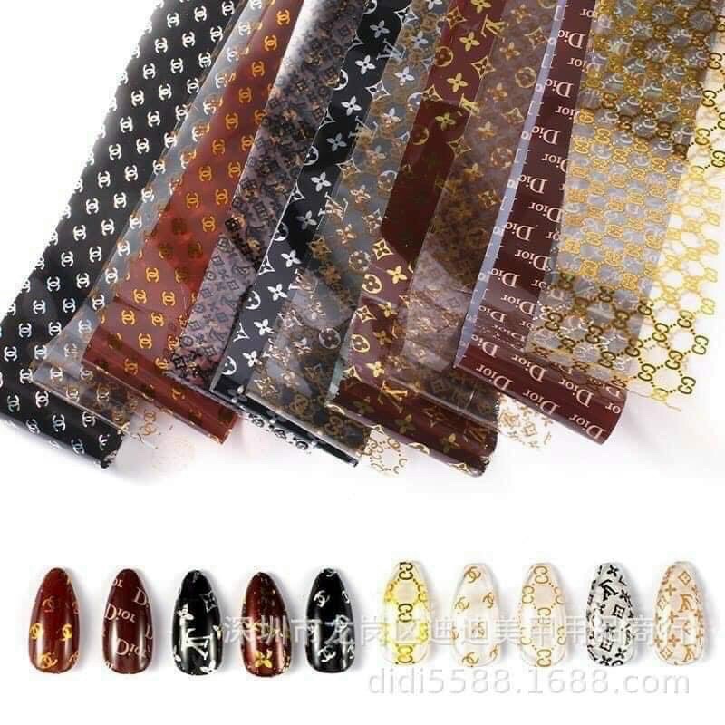 Foil dán móng thương hiệu, hoạ tiết, galaxy, báo, cô gái